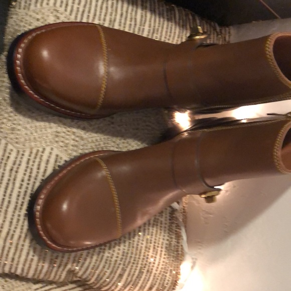 Coach Brown Leather Moto Boots - Picture 4 of 9